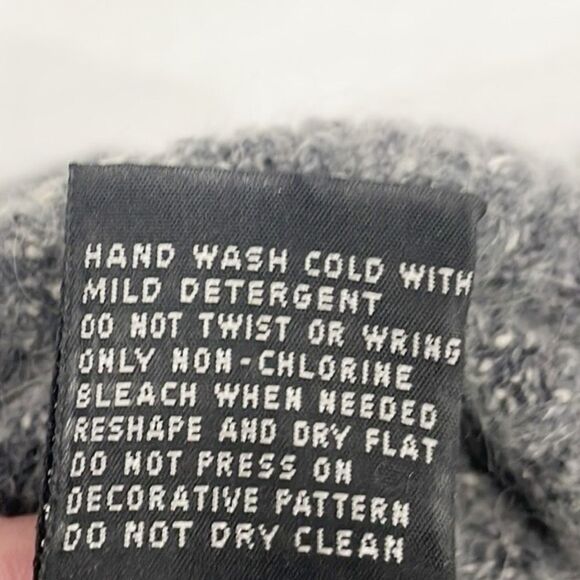 VTG Silk Angora Women Sweater Sz Sm I.B. Diffusion Beaded Leather Leaf Gray - Picture 5 of 7